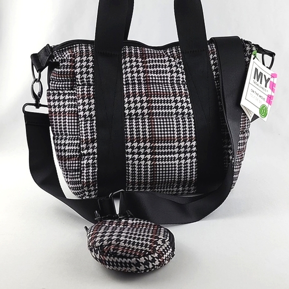 MyTagalongs  Mini Crossbody Tote Handbag Crossbody Bag Harper Tweed Black Brown - Picture 7 of 16